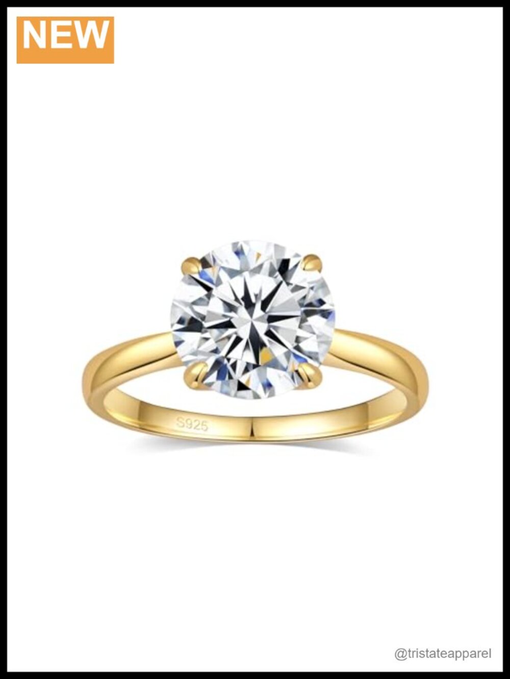 925 Sterling Silver Round Moissanite Engagement Ring for Women